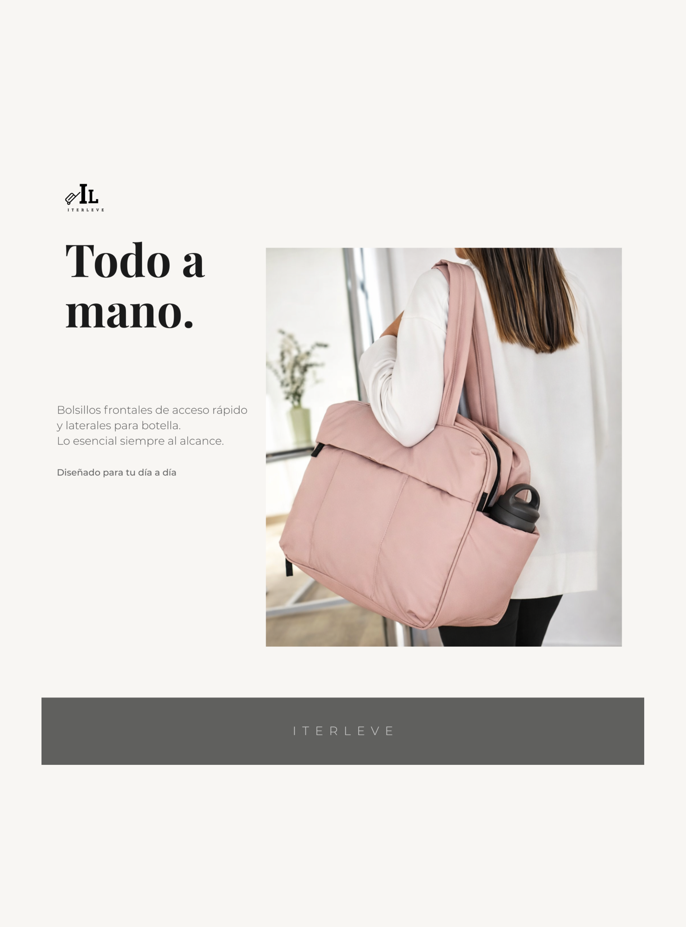Bolso de Lona Acolchado Con Compartimento Para Zapatos-4