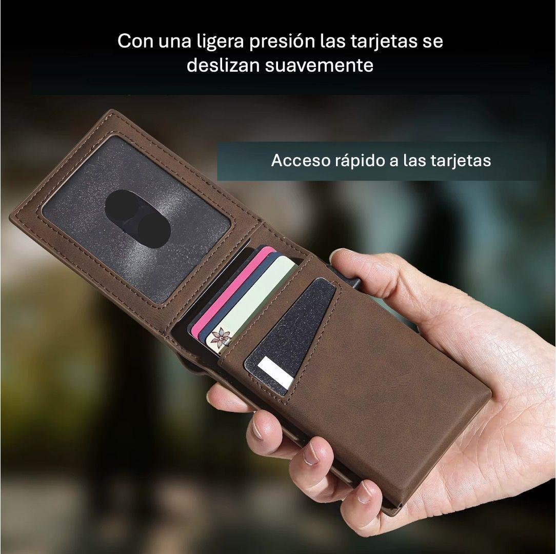 Billetera Tarjetero Cuero Bloqueo Rfid Bifold +Caja Regalo -2