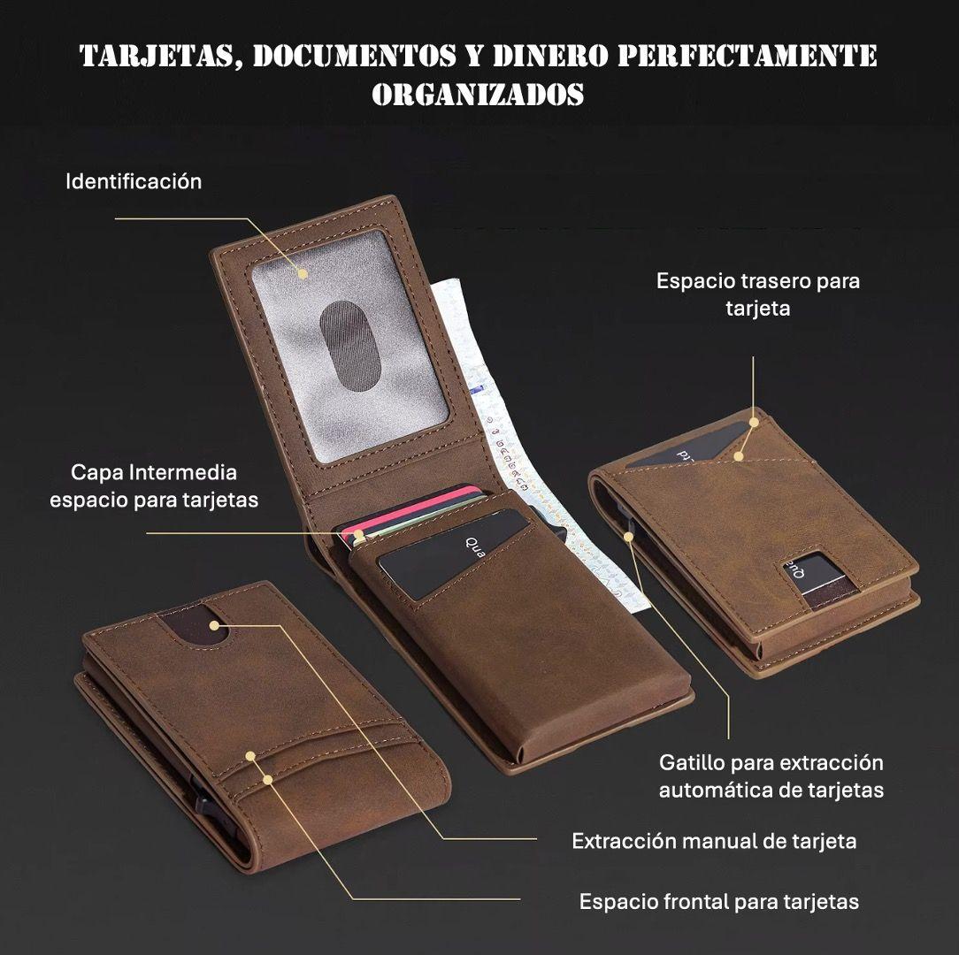 Billetera Tarjetero Cuero Bloqueo Rfid Bifold +Caja Regalo -4