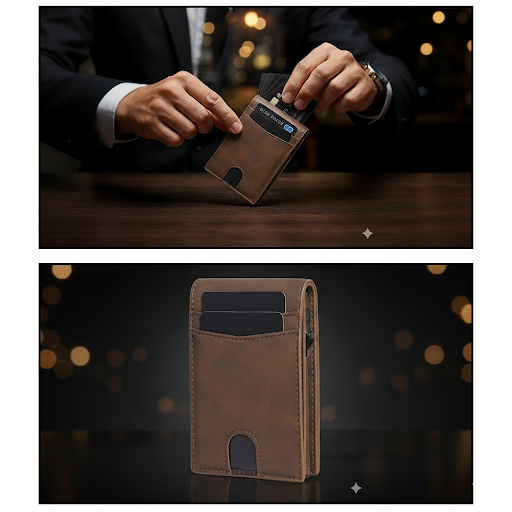 Billetera Tarjetero Cuero Bloqueo Rfid Bifold +Caja Regalo -7