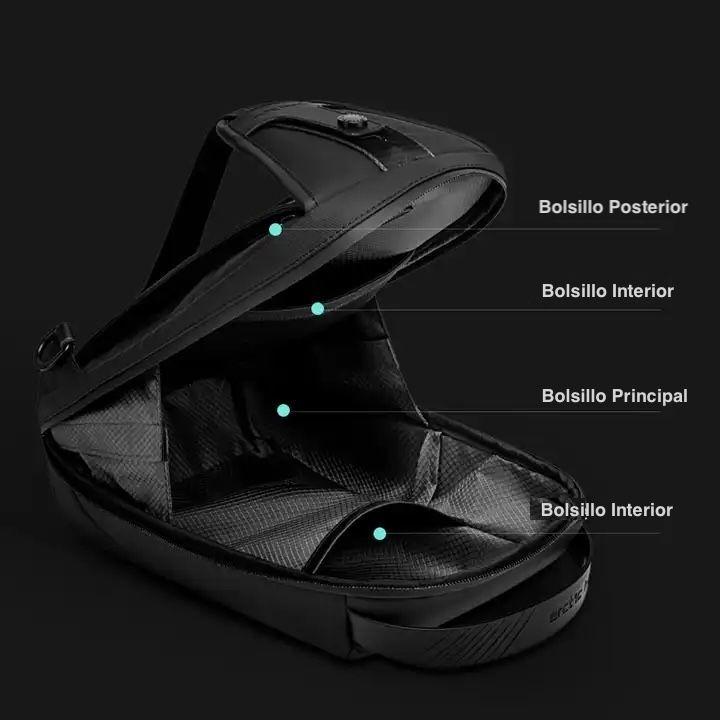 Mochila Negra Cruzada Bandolera Arctic Hunter Viajeros-3