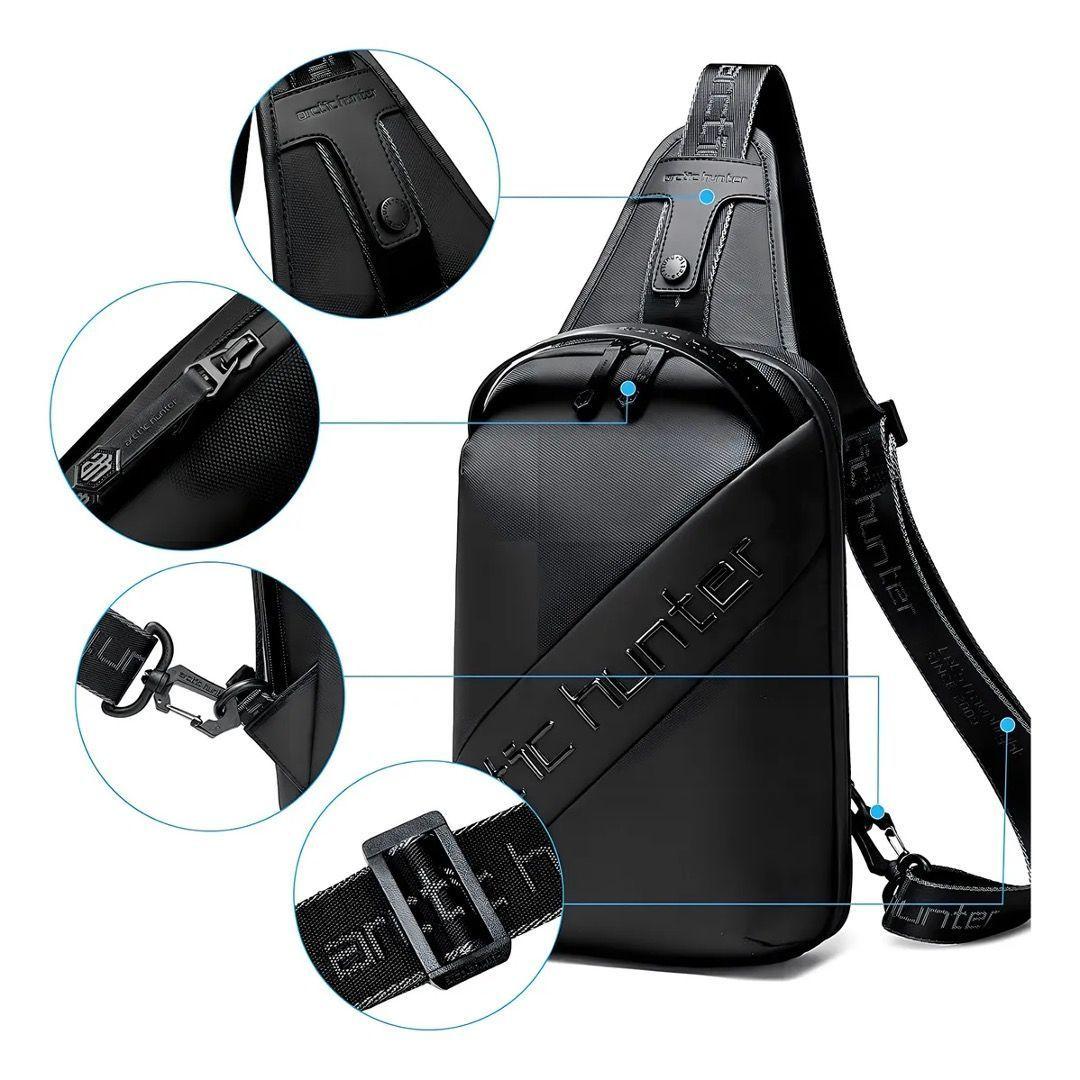 Mochila Negra Cruzada Bandolera Arctic Hunter Viajeros-4
