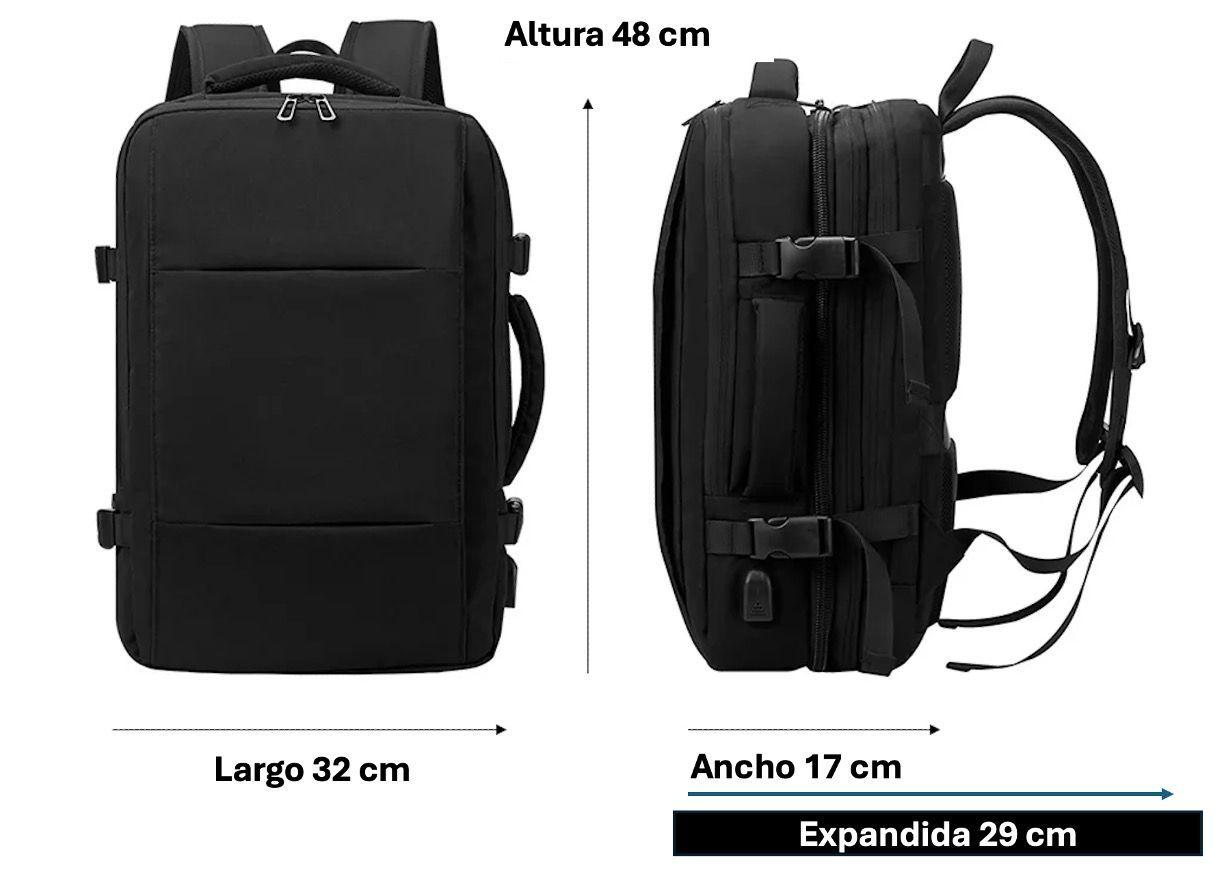 Mochila Viral Avión USB Expandible de 22 a 37L Viajeros -7