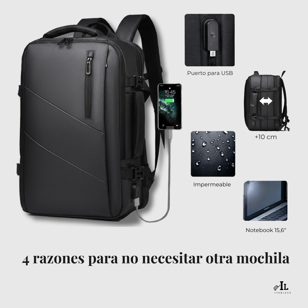Mochila Viaje En Cabina Para Laptop Carry On Expandible-2