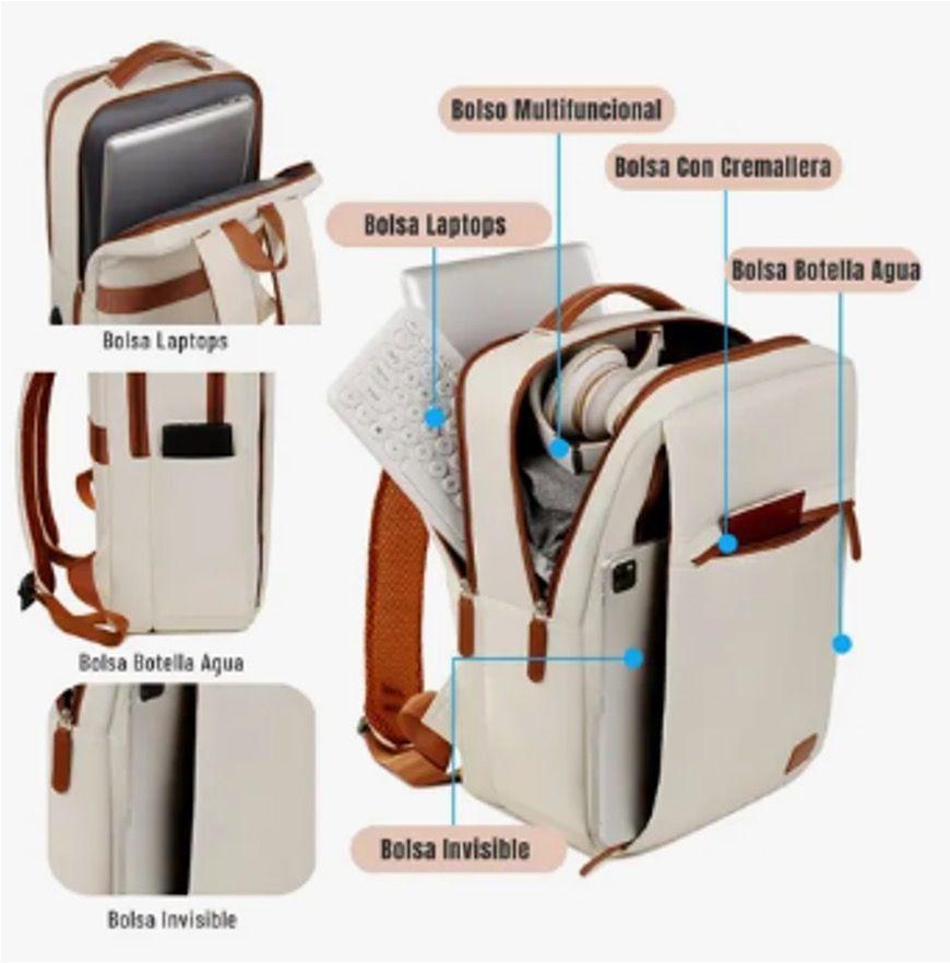 Mochila Laptop Mujer USB Viajes-2