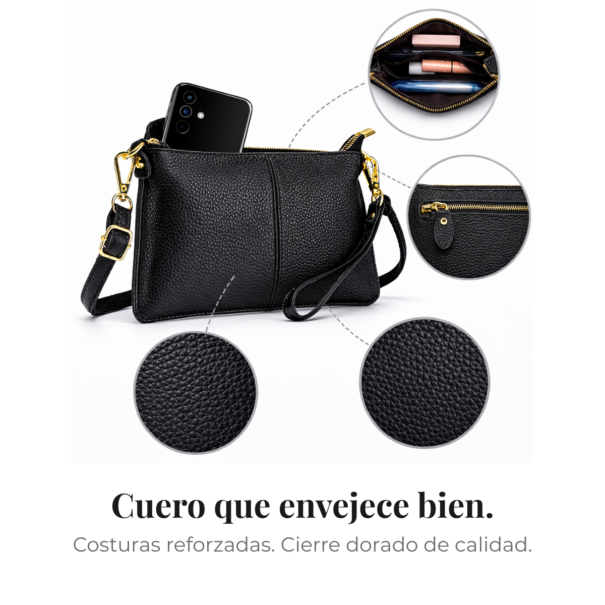 Cartera Bandolera para Mujer de Cuero Peque a Rectangular-5