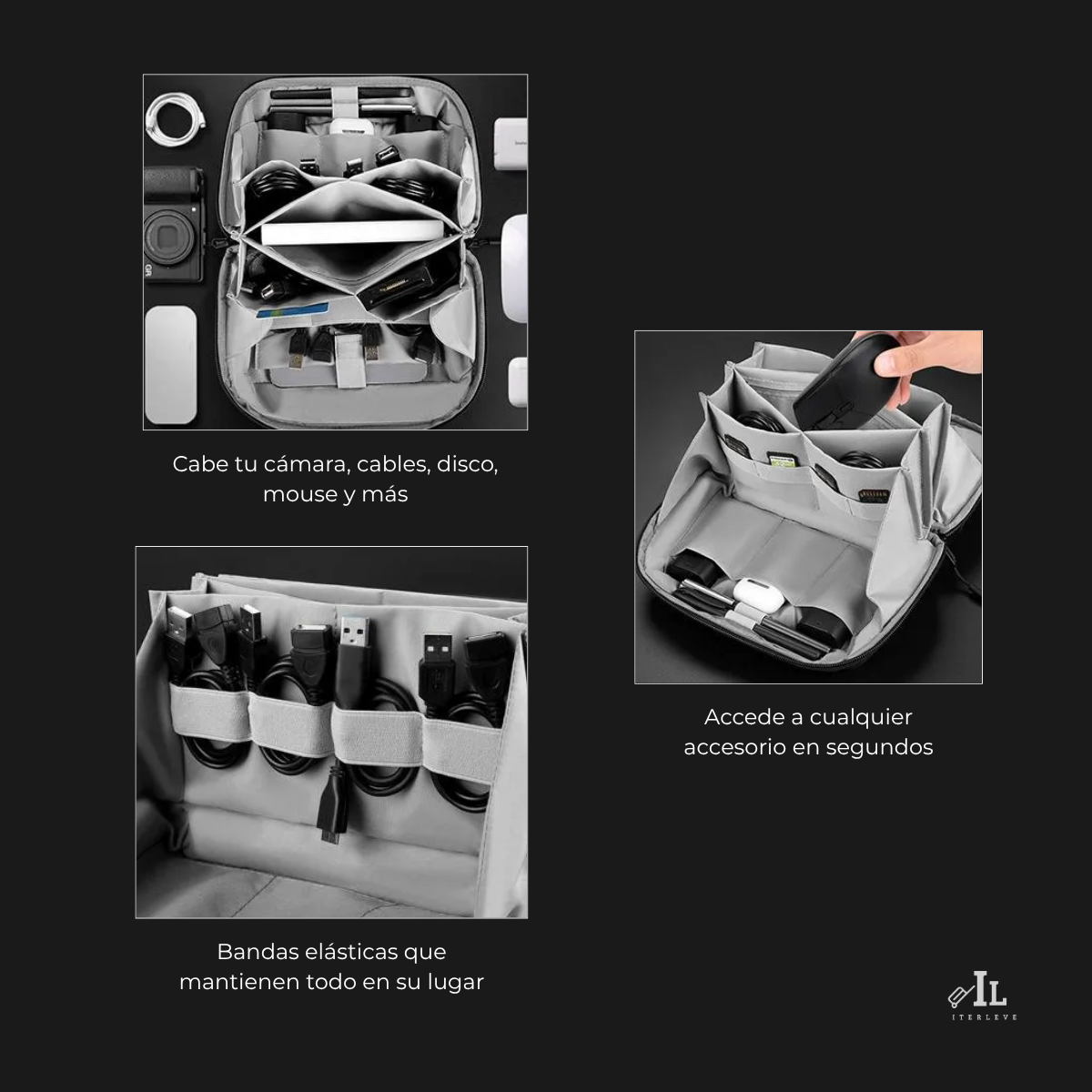 Estuche Organizador Bolso Porta Cables Para Viajes Capacidad-8