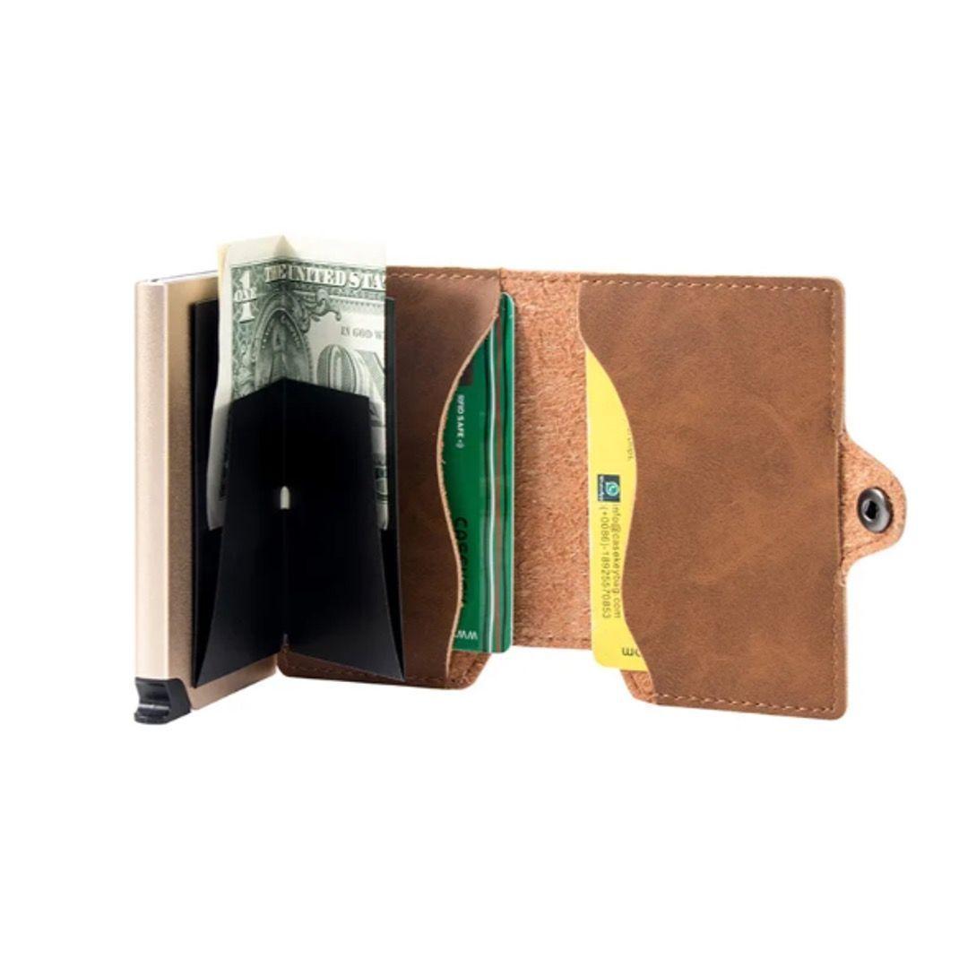 Billetera Tarjetas Hombre Compacta Protección RFID y Pop Up-5