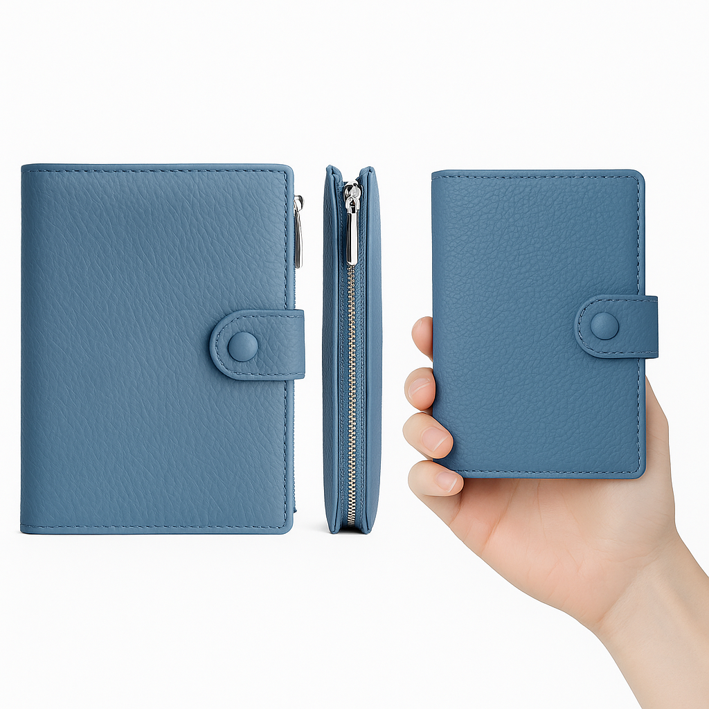 Porta Pasaporte Mujer Cuero Organizador Documentos con Cierre-5