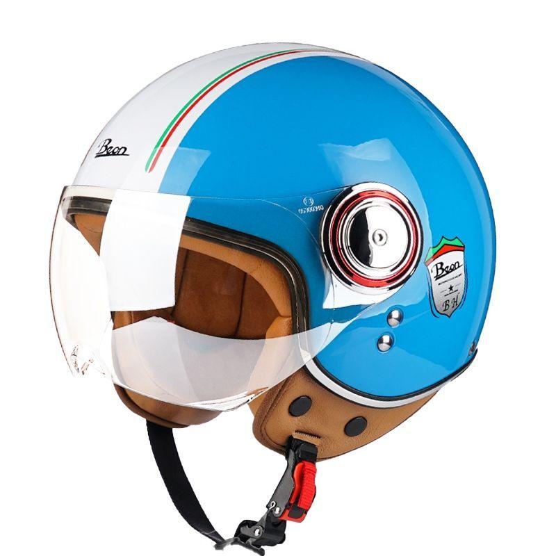 CASCO RETRO CELESTE/BLANCO B110-0