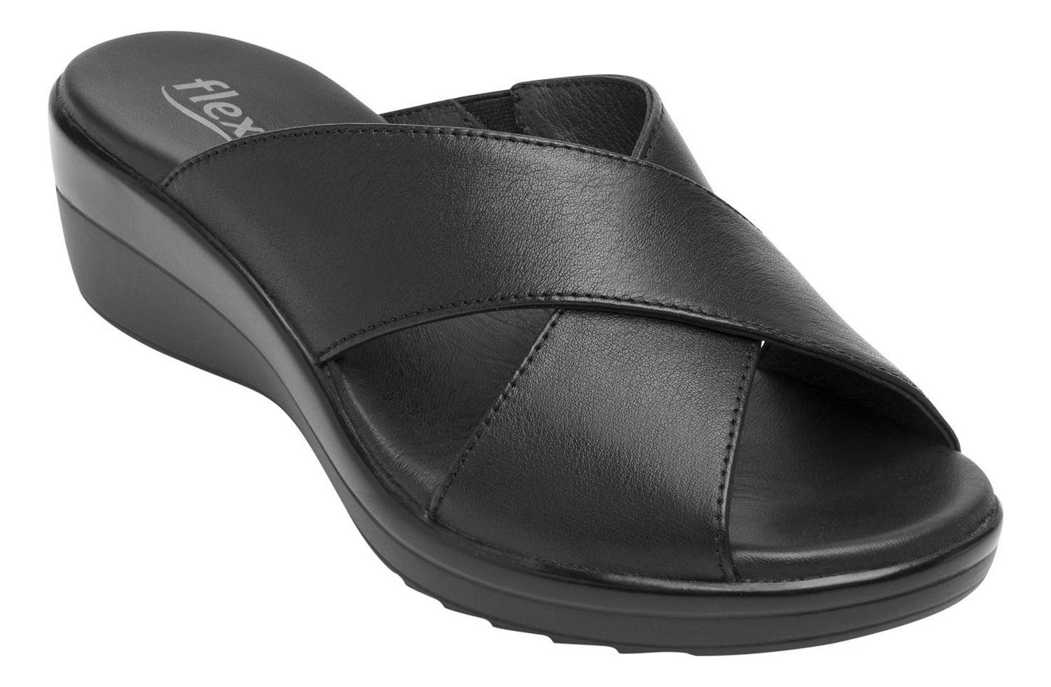 Sandalia Mujer Cuero Amapola Negro Flexi-1