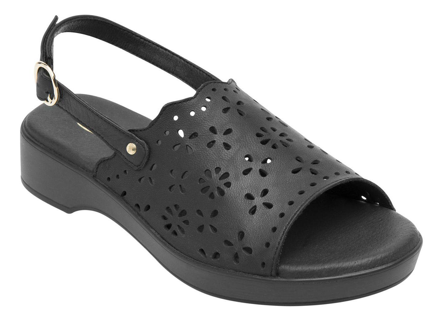 Sandalia Mujer Cuero Doha Negro Flexi-9