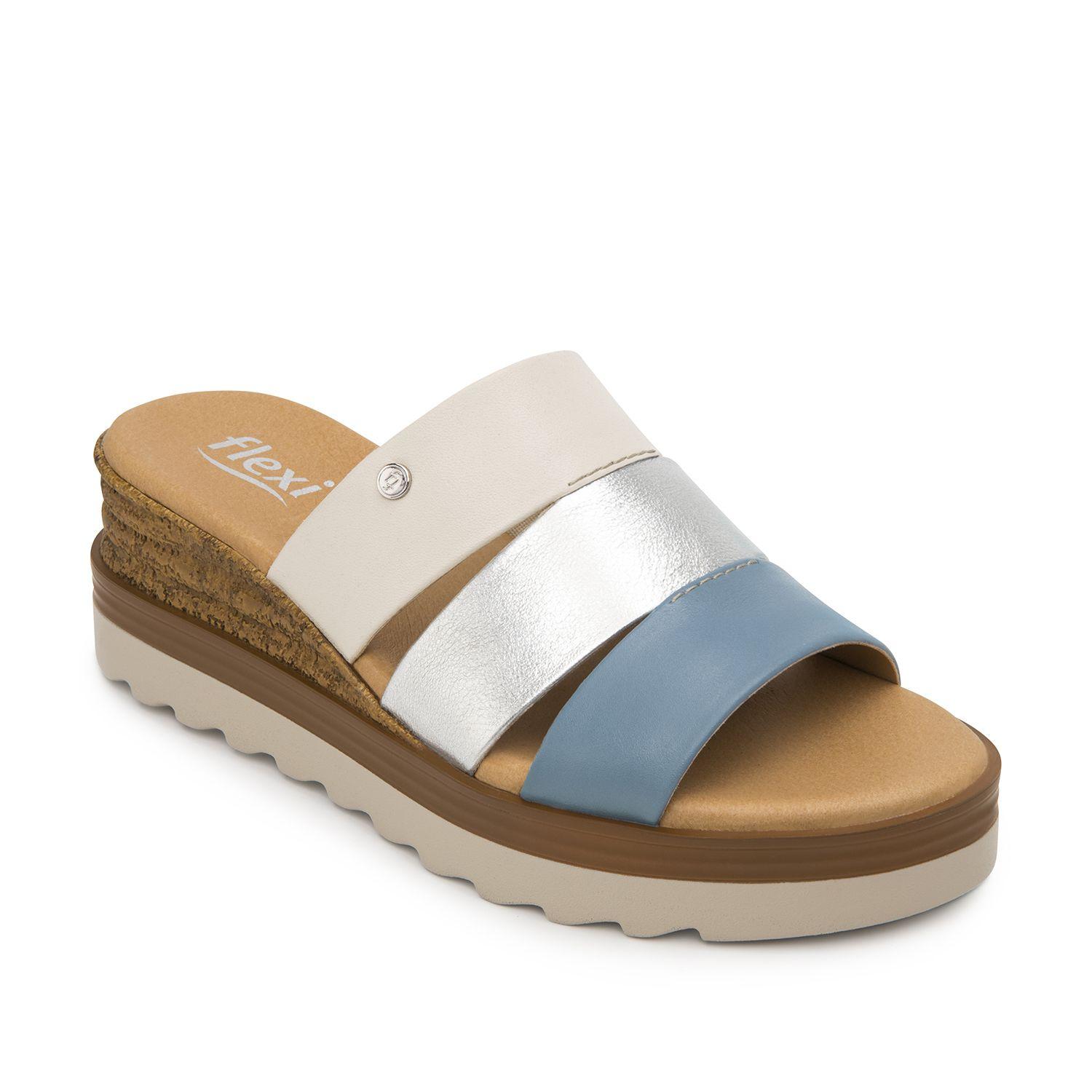 Sandalia Mujer Manaus 127705 Azul Y Plateada Flexi-1