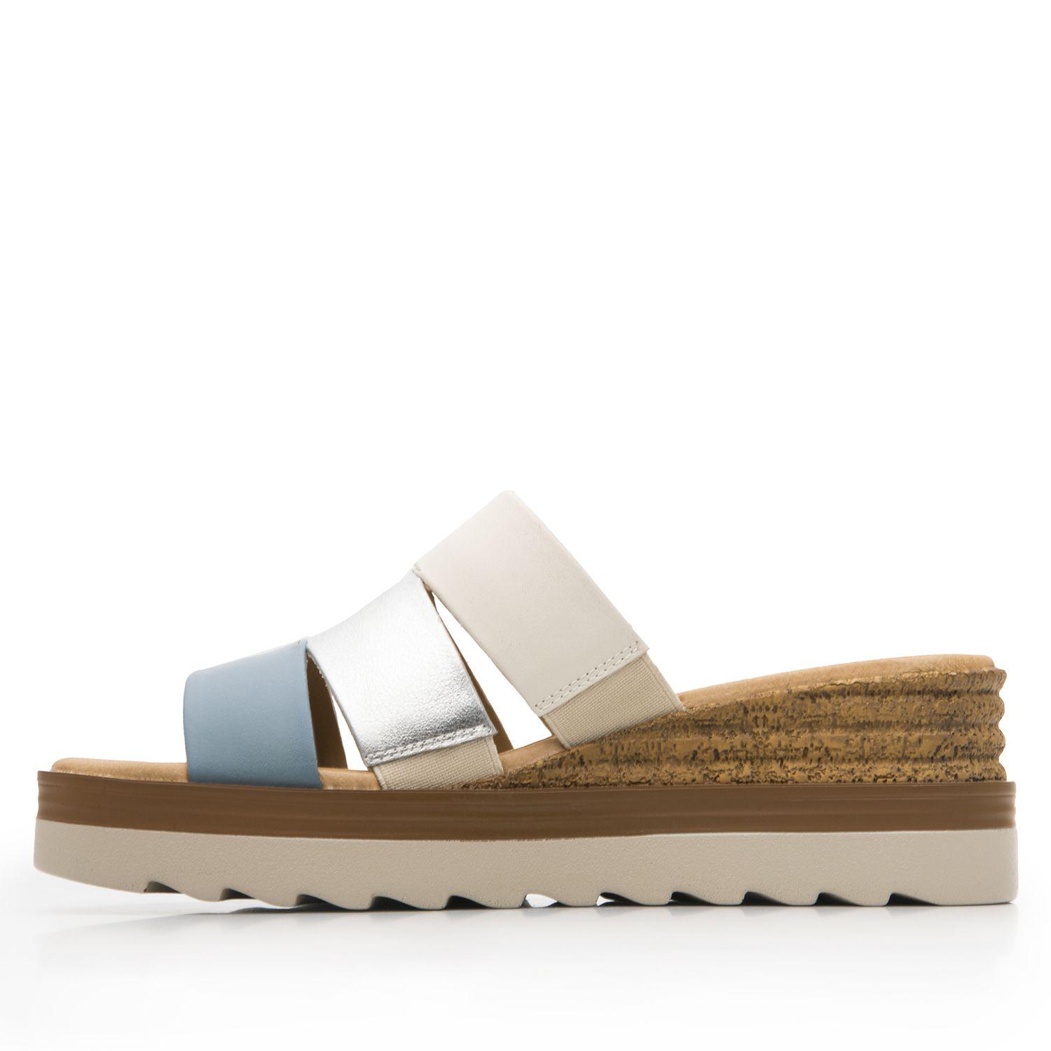 Sandalia Mujer Manaus 127705 Azul Y Plateada Flexi-2