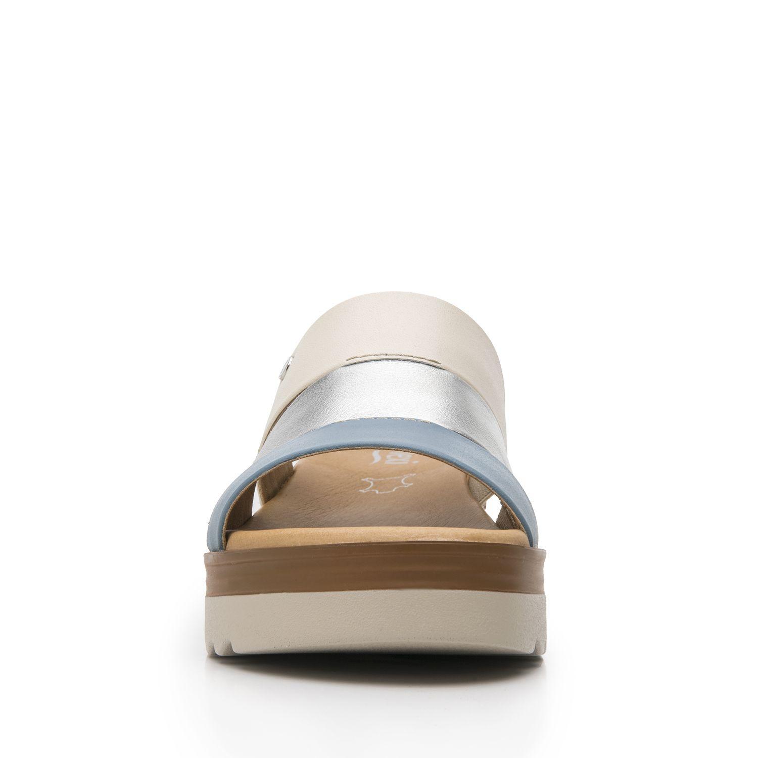 Sandalia Mujer Manaus 127705 Azul Y Plateada Flexi-3