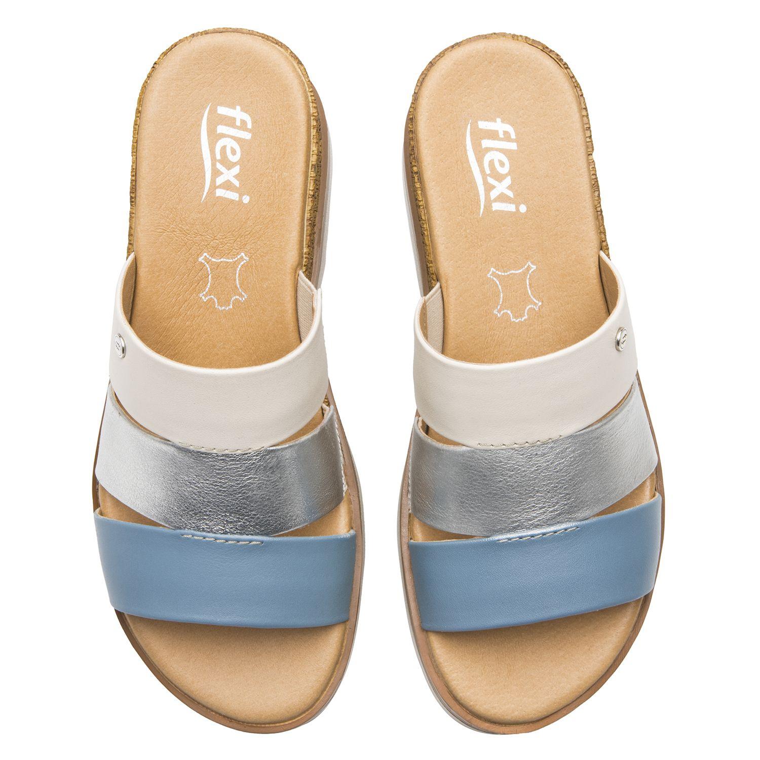 Sandalia Mujer Manaus 127705 Azul Y Plateada Flexi-5