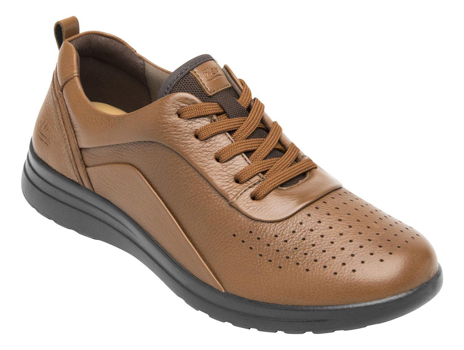 Zapatilla Mujer Cuero Traviata Cafe Flexi-1