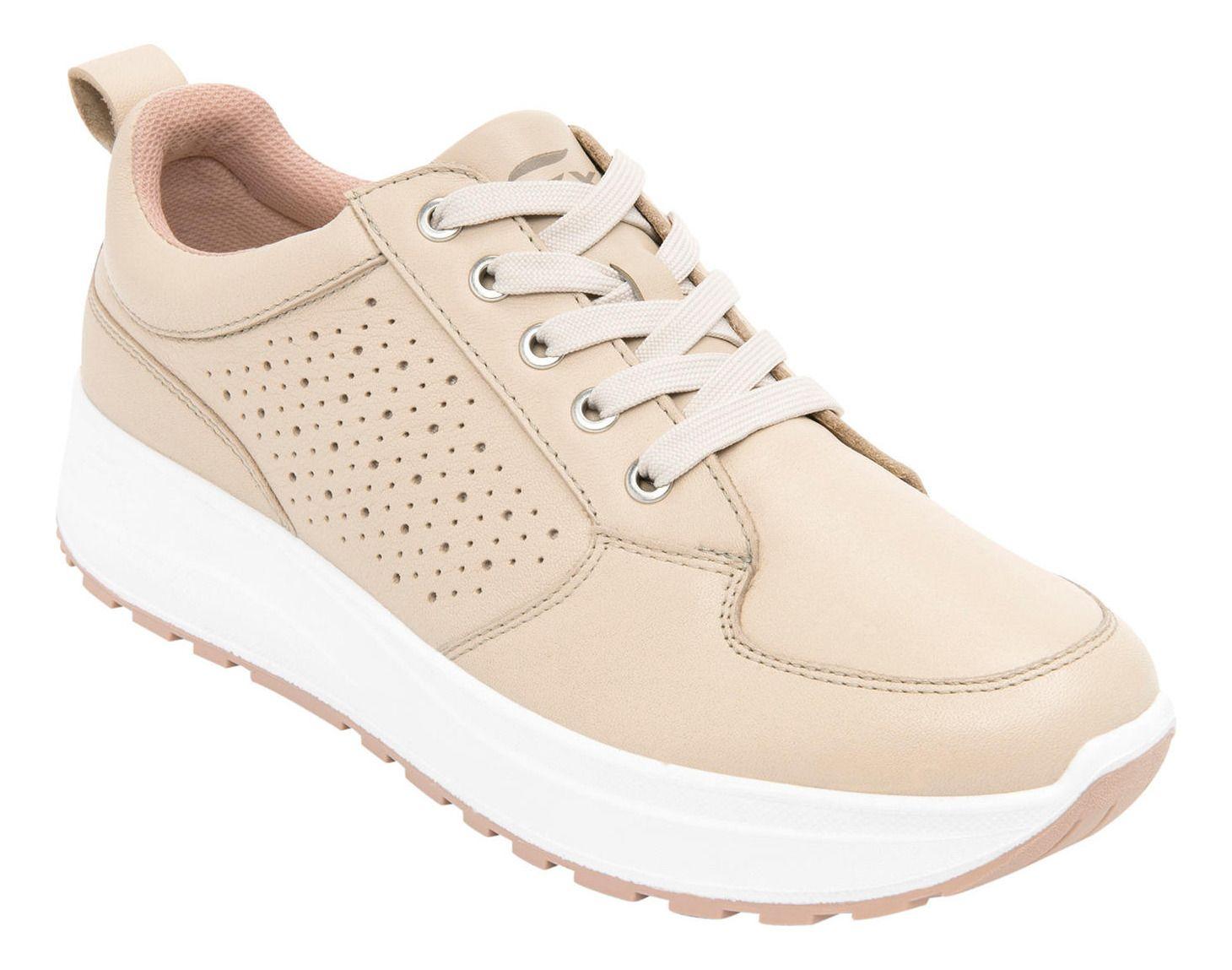 Zapatilla Mujer Cuero Atsiri Beige Flexi-1
