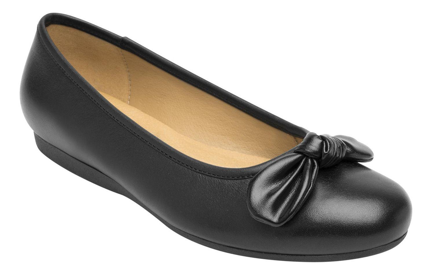 Ballerina Mujer Cuero Marie Negro Flexi-0