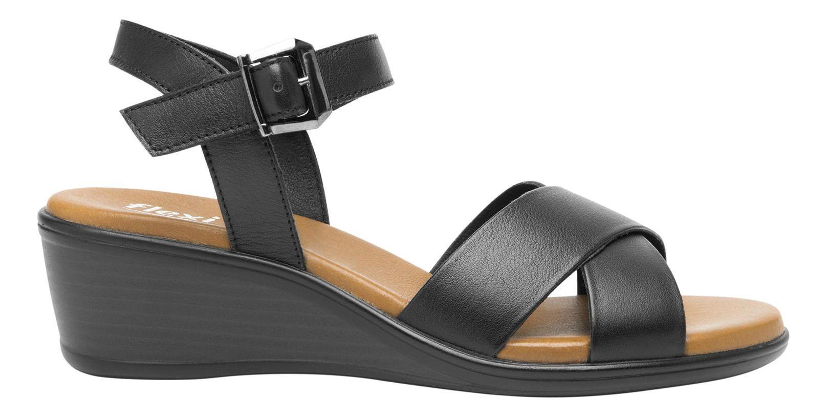 Sandalia Mujer Cuero Zura Negro Flexi-0