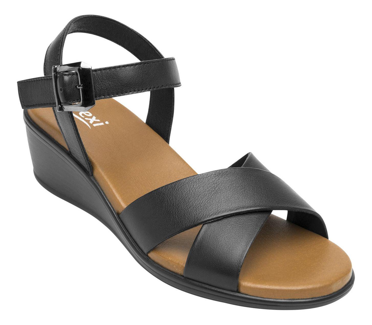 Sandalia Mujer Cuero Zura Negro Flexi-1
