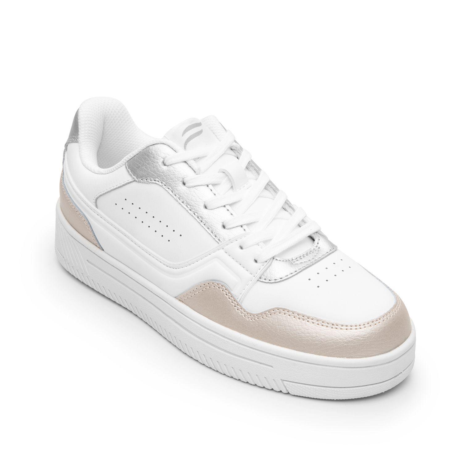 Zapatilla Mujer Inna 131601 Blanca, Plata y Bronce Flexi-1