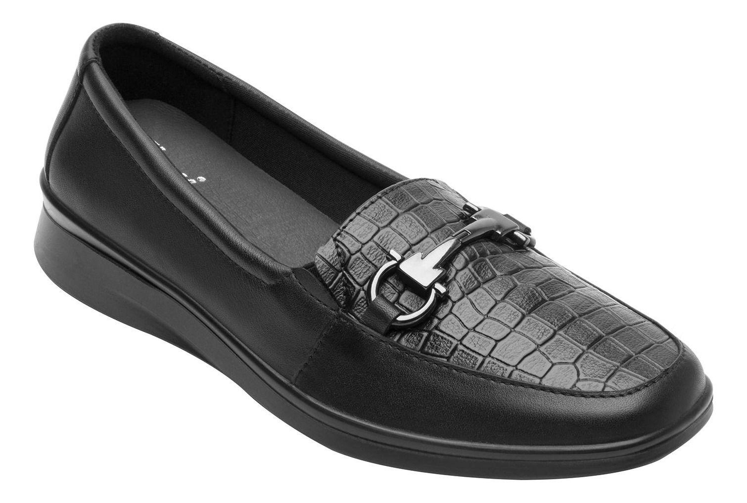 Mocasín Mujer Cuero Jenelle 124502 Negro Flexi-1