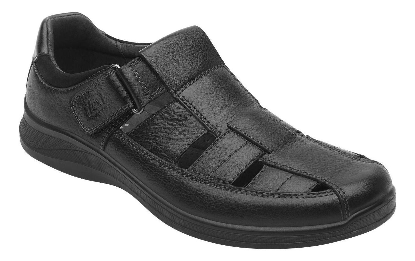 Sandalia Hombre Cuero Santiago Negro Flexi-1