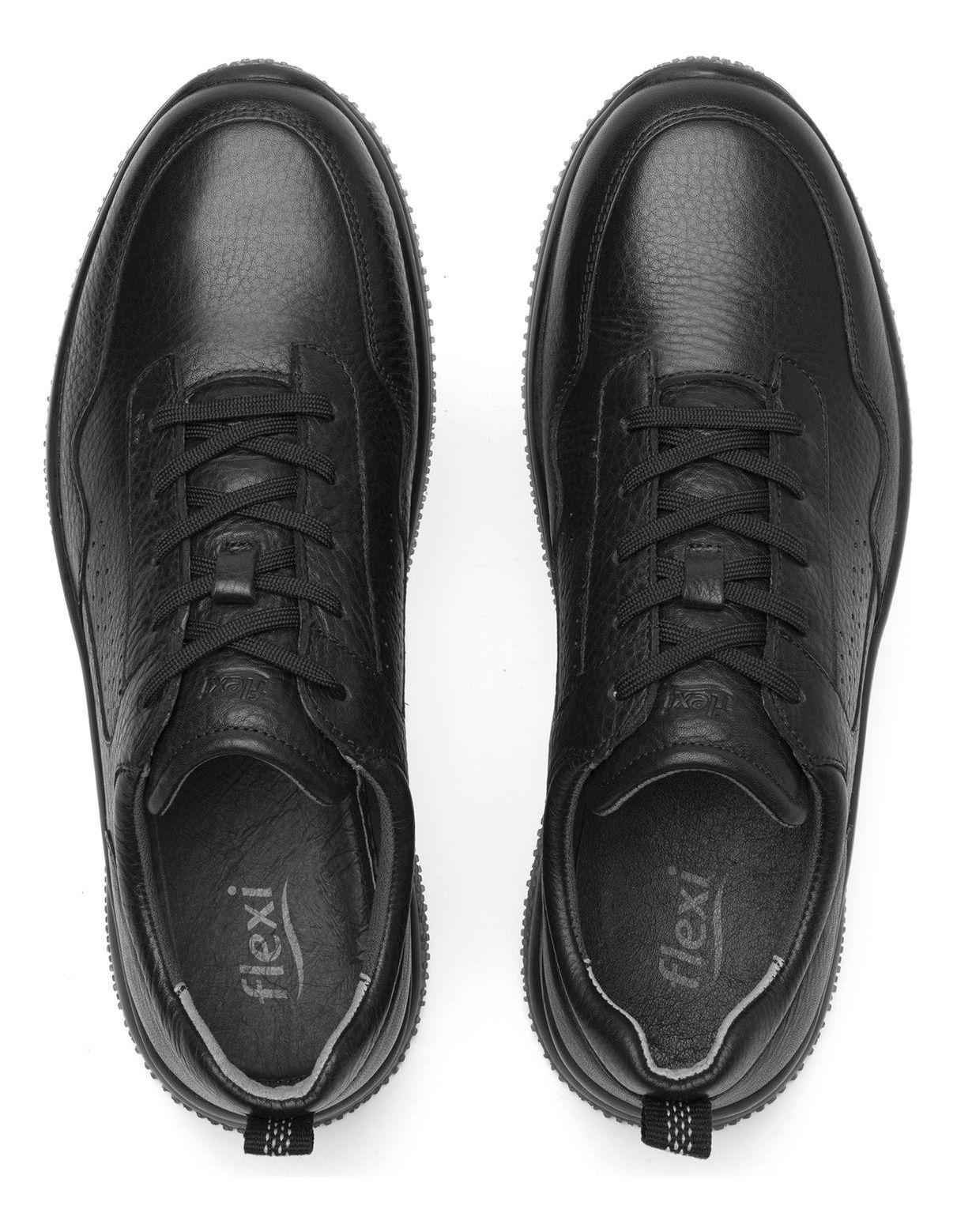 Zapatilla Hombre Cuero Flyer 410701 Negro Flexi-5