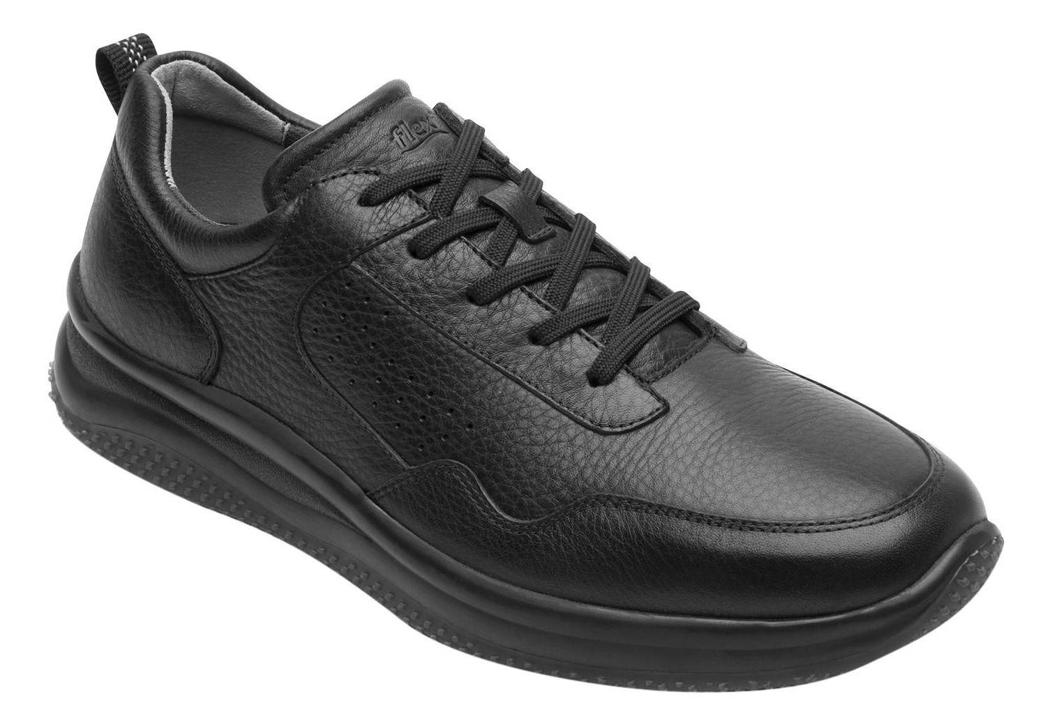 Zapatilla Hombre Cuero Flyer 410701 Negro Flexi-2