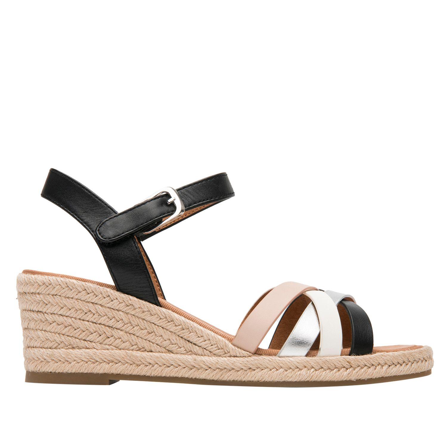 Sandalia Mujer Merida 135402 Negro Y Blanco Flexi-0