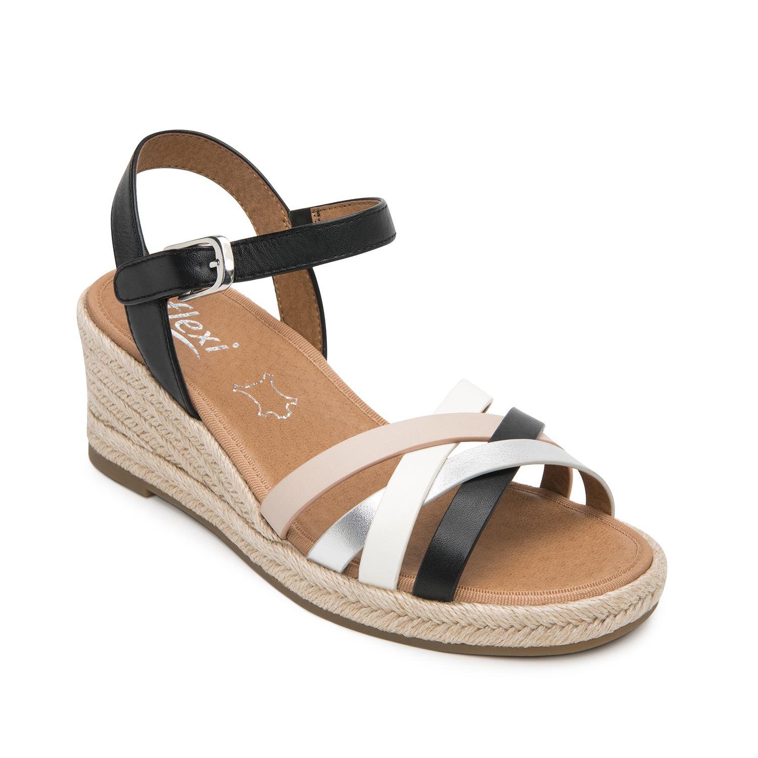 Sandalia Mujer Merida 135402 Negro Y Blanco Flexi-1