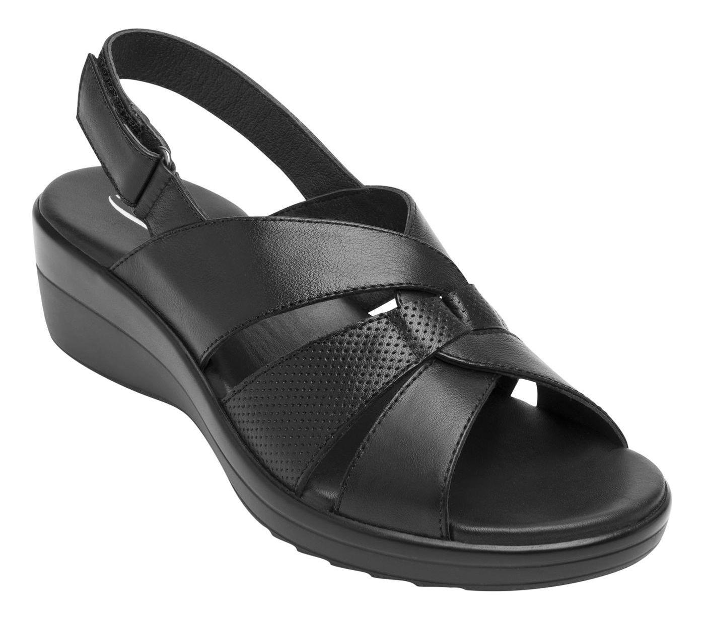 Sandalia Mujer Cuero Amapola Negro Flexi-1