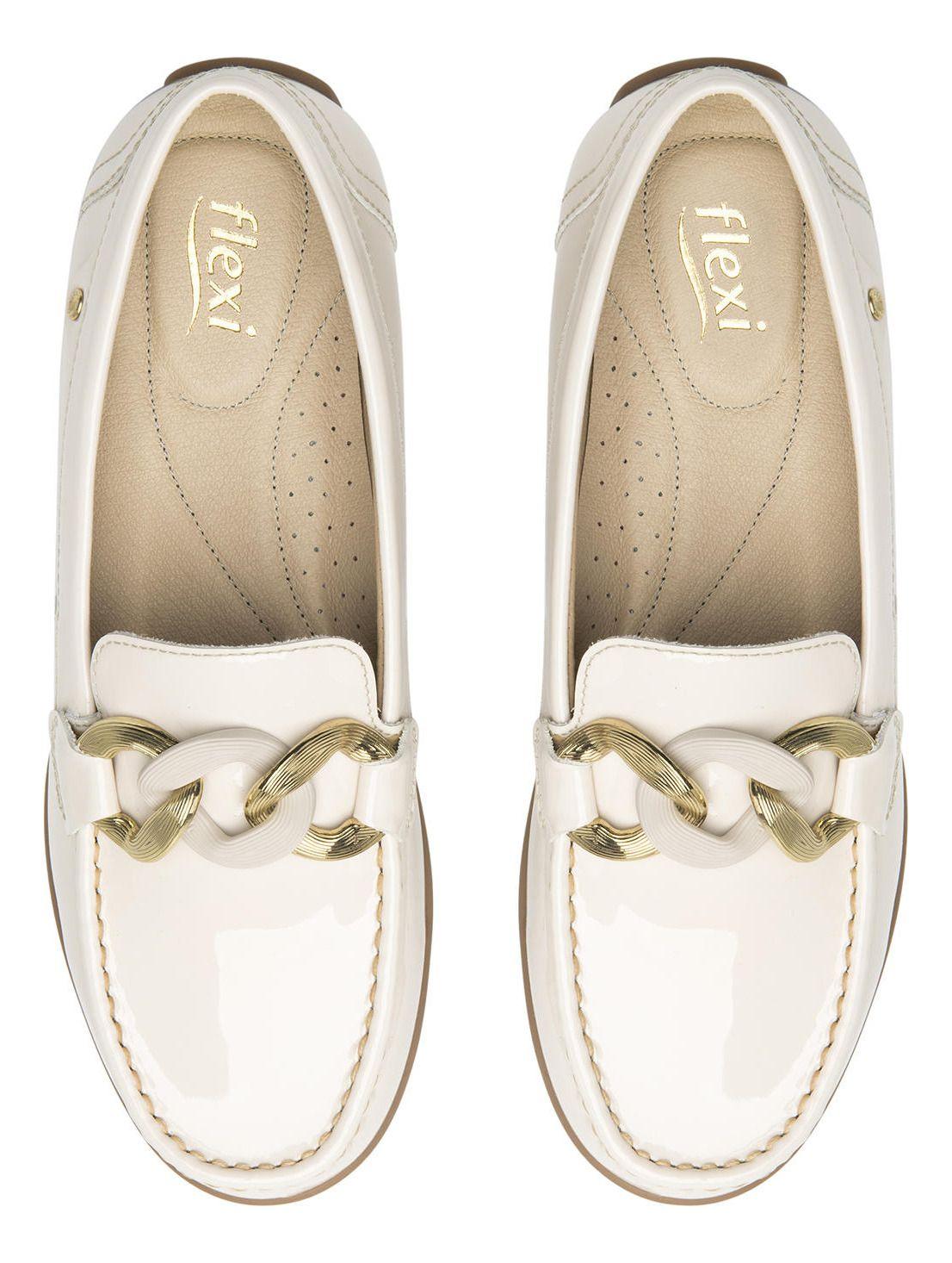 Mocasín Mujer Cuero Pamela 124304 Blanco Perla Flexi-5