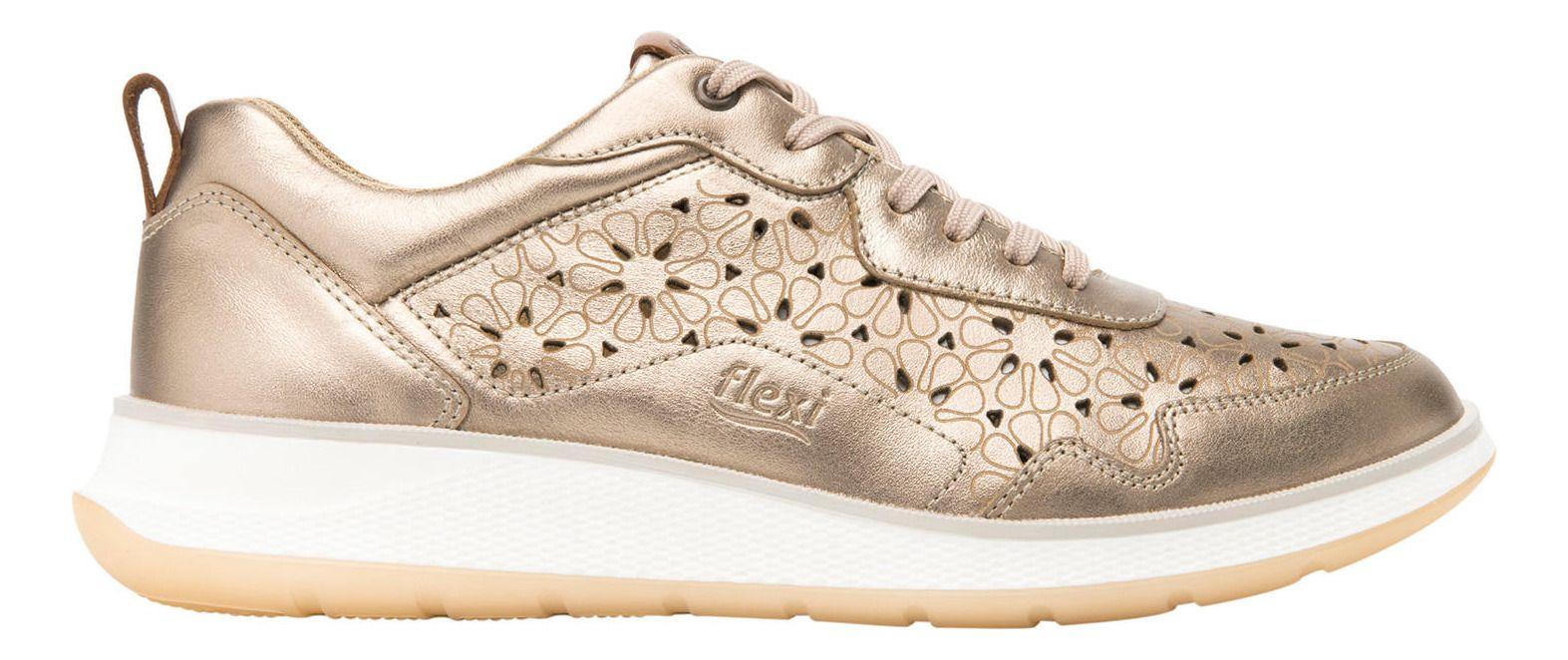 Zapatilla Mujer Cuero Rosaura Dorado Flexi-1