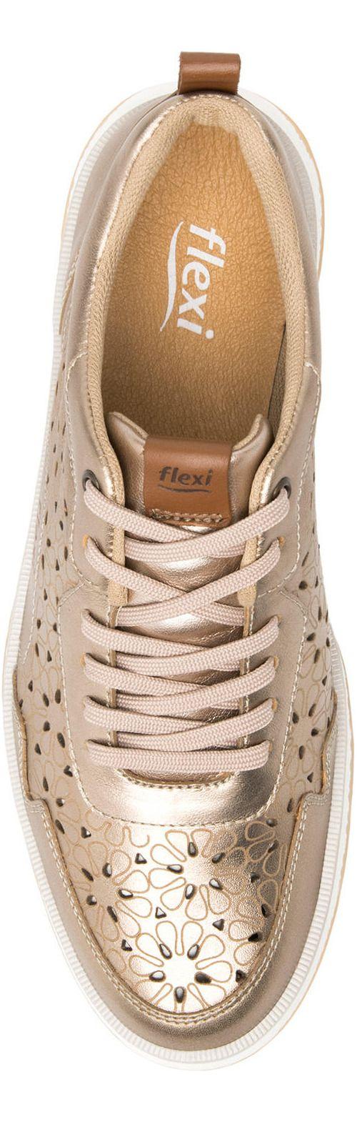 Zapatilla Mujer Cuero Rosaura Dorado Flexi-6