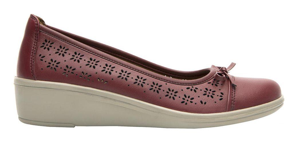 Zapato Mujer Cuero Castaña Rojo Flexi-2