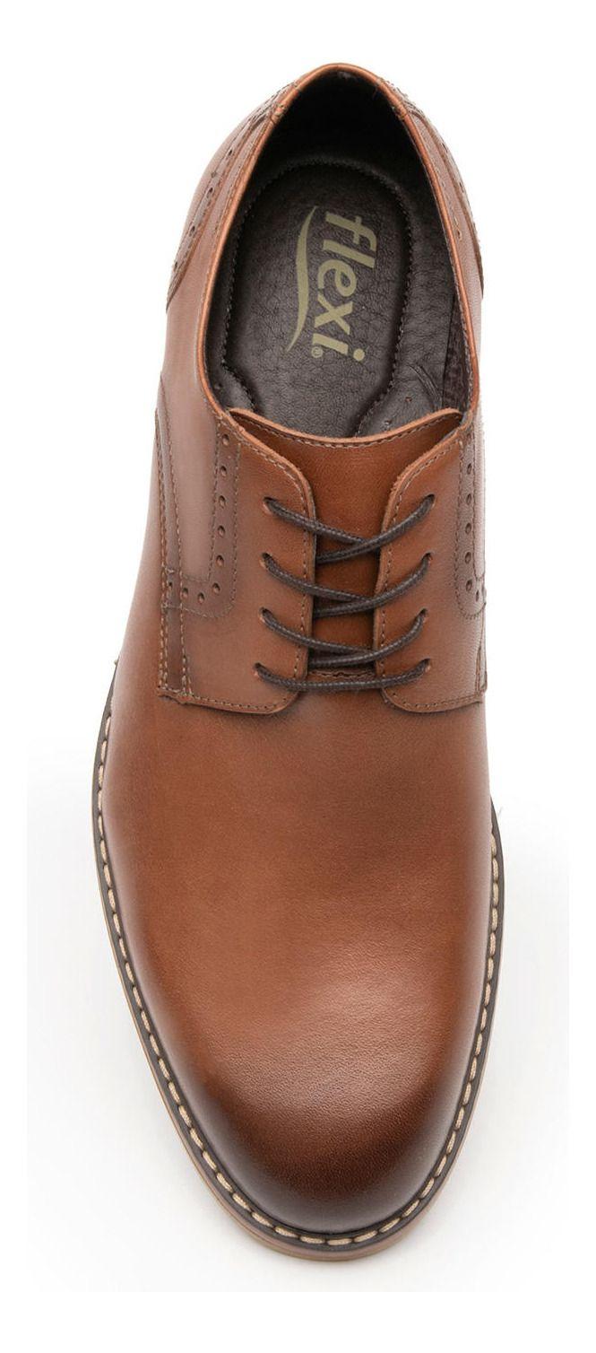 Zapato Formal Hombre Cuero Café Flexi-6