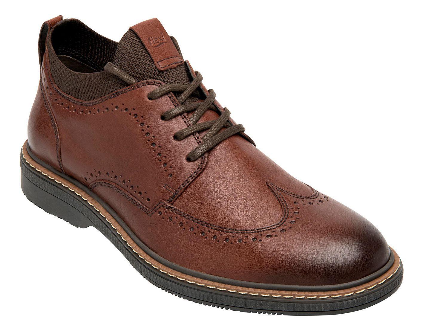 Zapato Hombre Cuero Okan Café Flexi-1