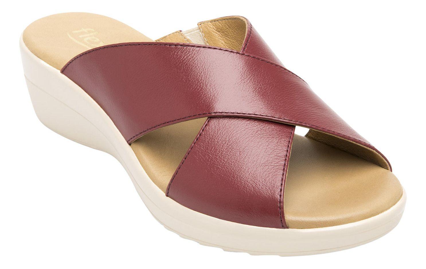 Sandalia Mujer Cuero Amapola Rojo Flexi-1