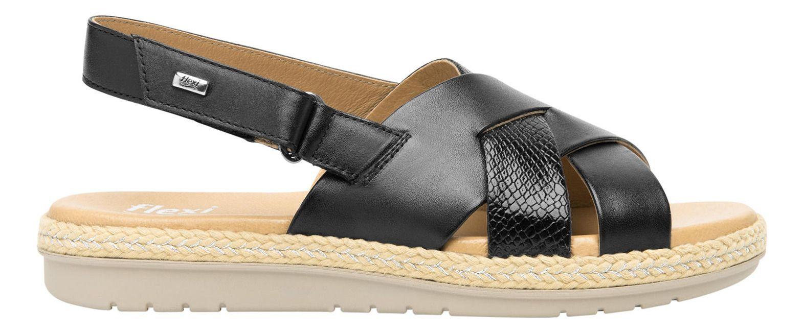 Sandalia Mujer Cuero Peonia Negro Flexi-0