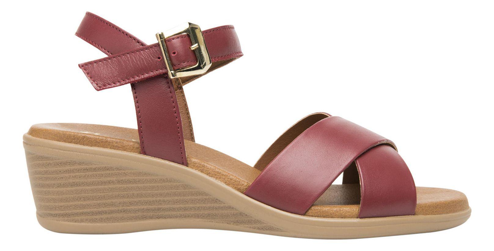 Sandalia Mujer Cuero Zura Rojo Flexi-0