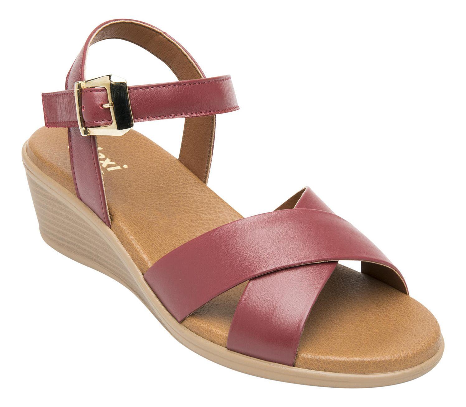 Sandalia Mujer Cuero Zura Rojo Flexi-1