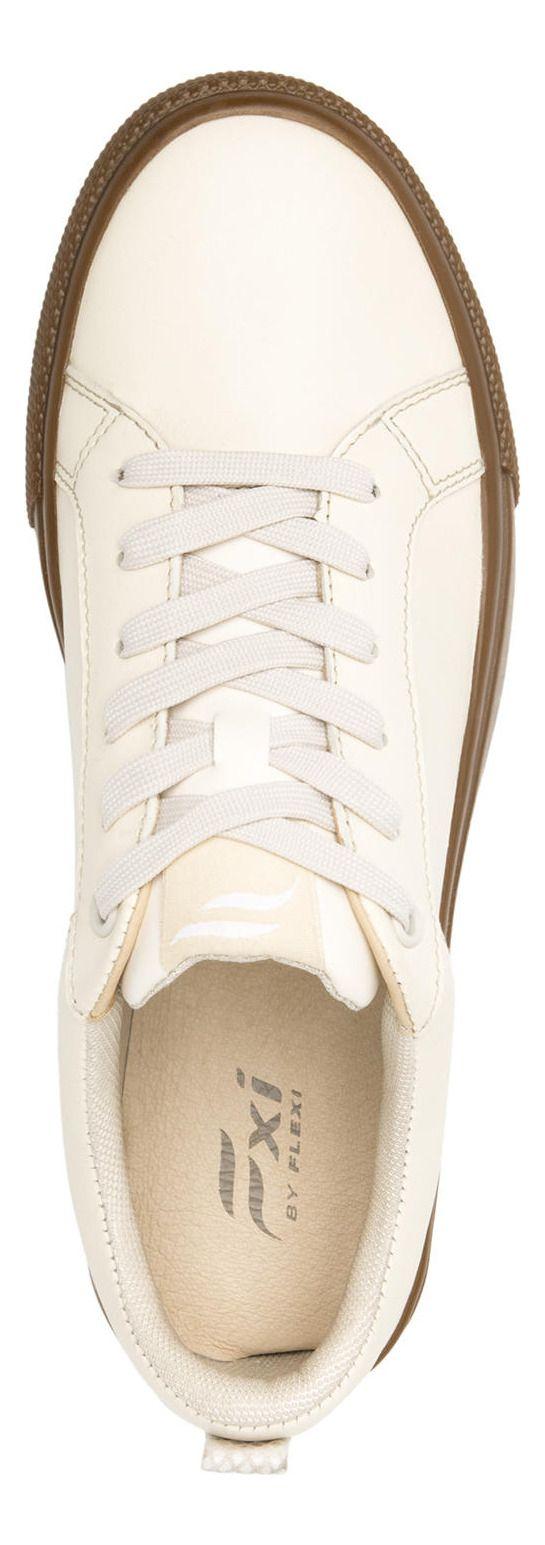 Zapatilla Mujer Cuero Nikia 120201 Blanco Crema Flexi-3