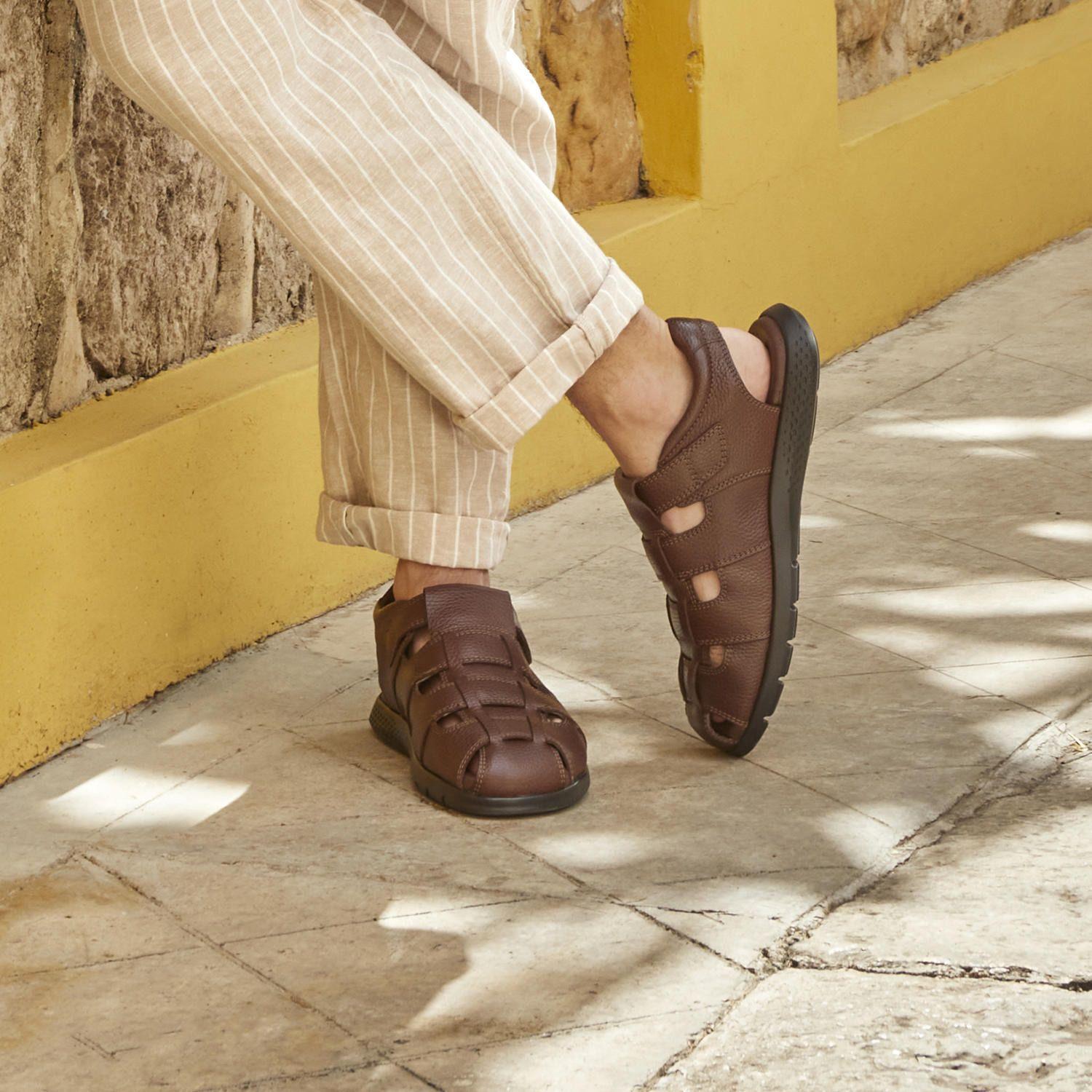 Sandalia Hombre Odin 400026 Café Caoba Flexi-7