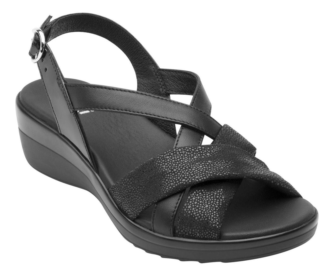Sandalia Mujer Cuero Amapola Negro Flexi-1