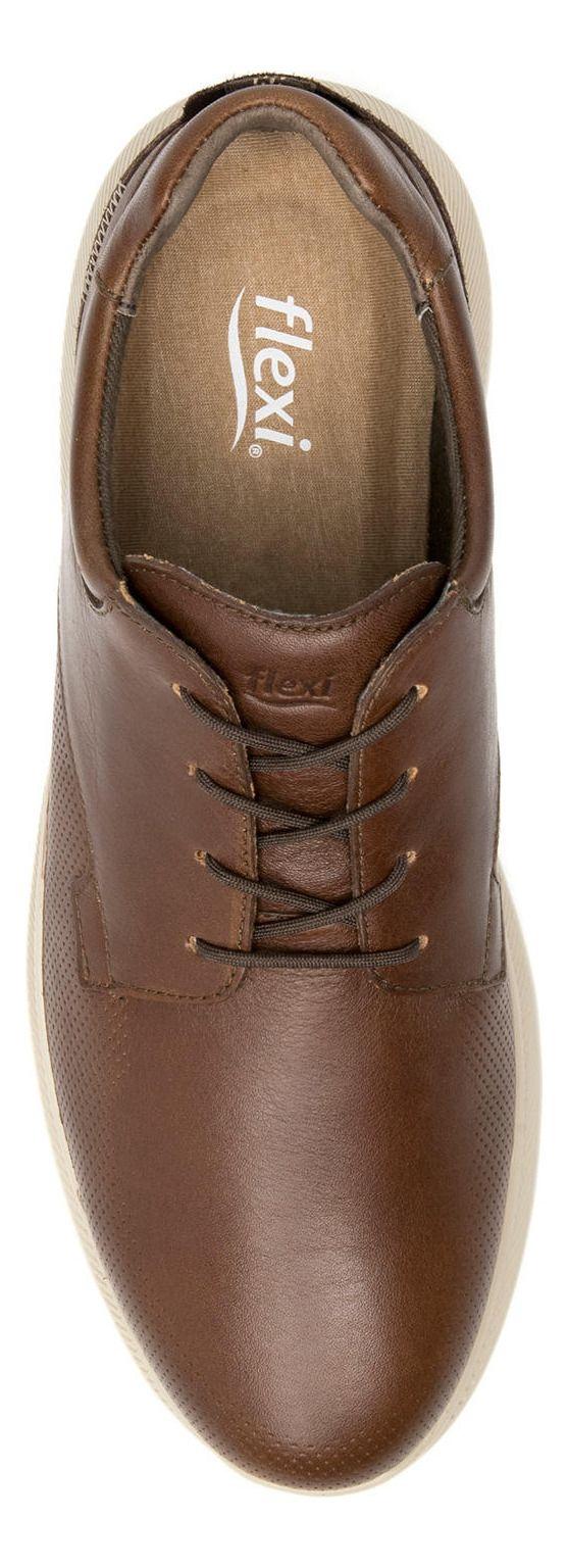 Zapatilla Hombre Cuero Hika Café Flexi-2