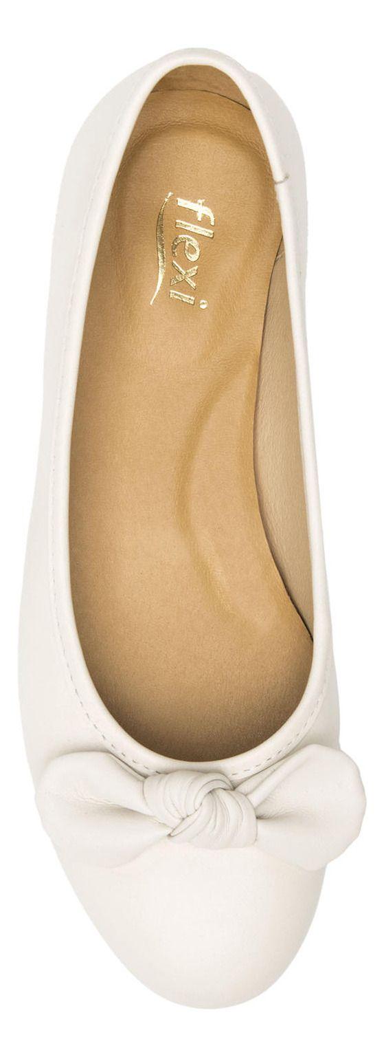 Ballerina Mujer Cuero Marie Blanco Flexi-5