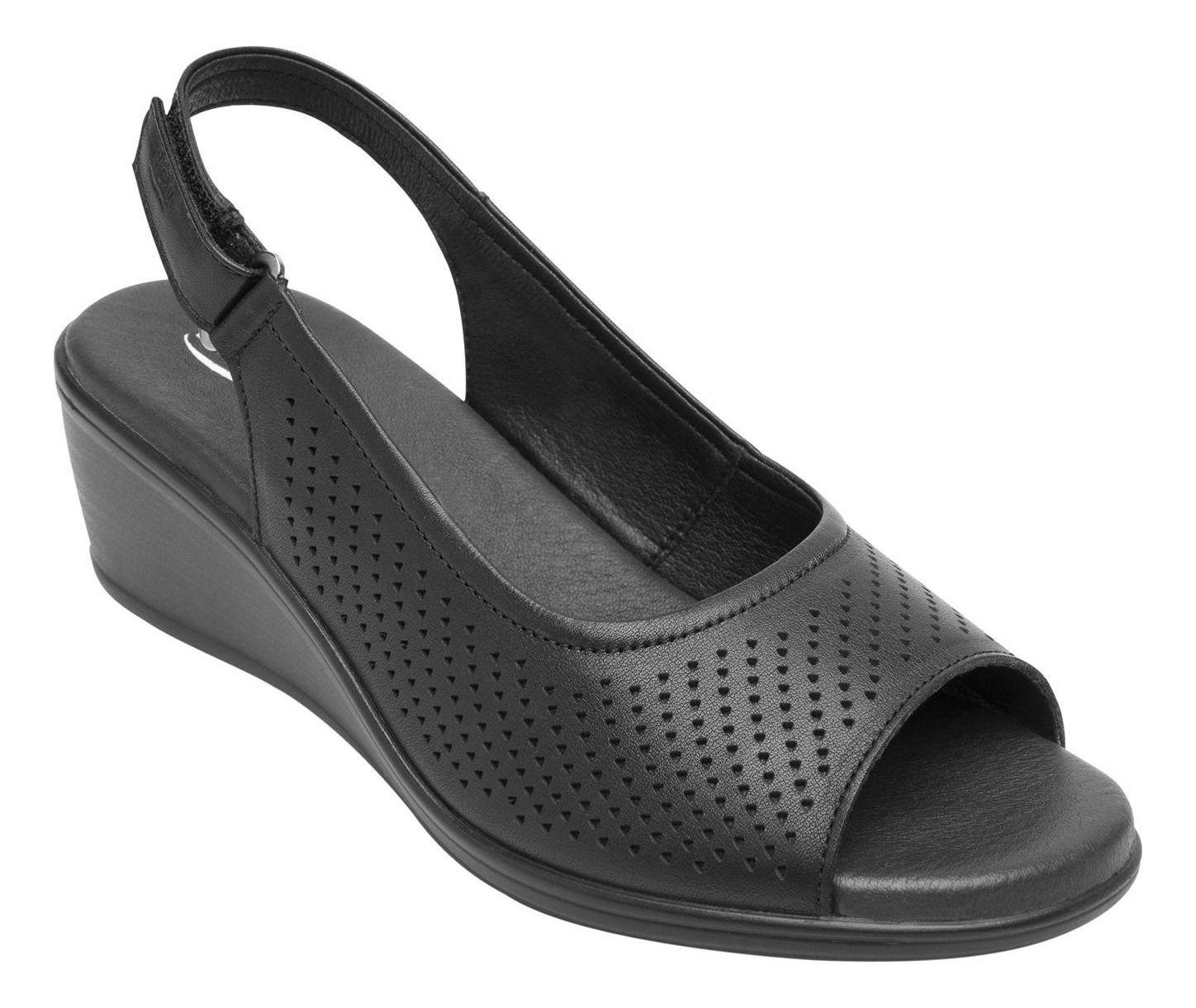 Sandalia Mujer Cuero Zura Negro Flexi-1