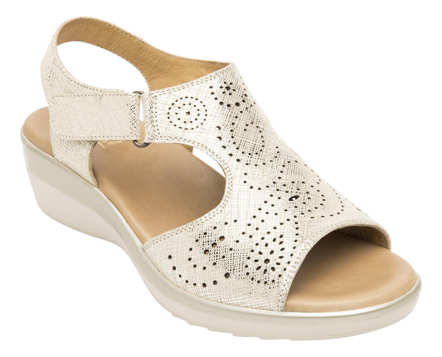 Sandalia Mujer Cuero Amapola Dorado Flexi-1